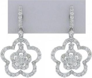 Allurez 1.40ct 18k White Gold Diamond Flower Earrings