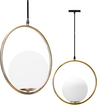 OEM L&aacute;mpara Colgante Redonda Con Bola De 20 Cm, Color Oro Lechoso, Para Rieles Magn&eacute;ticos Smart Track, 48 V Cc