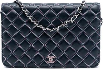 Chanel Borsa a tracolla CC Double Stitch in pelle di agnello trapuntata 2019 - Blu