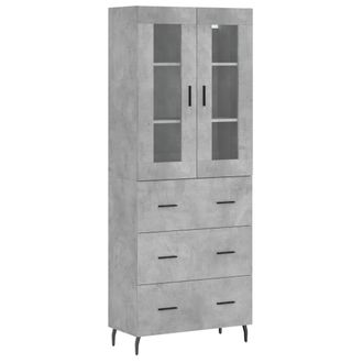 vidaXL Aparador Alto Madera Contrachapada Gris Hormig&oacute;n 69,5x34x180 Cm Vidaxl