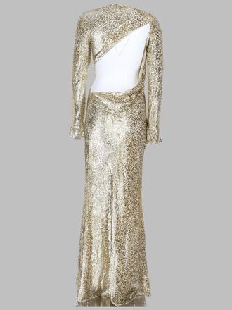 Self Portrait Metallic Fiber and Silk Maxi Dress - Gold