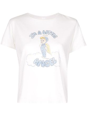 Re/Done Little Angel short-sleeved T-shirt - women - Cotton/Recycled Cotton - S - White
