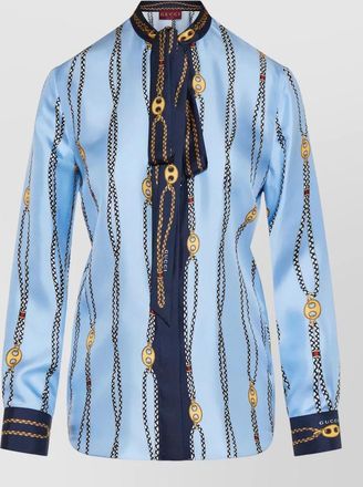 Gucci marina waves shirt bow chain cuffs