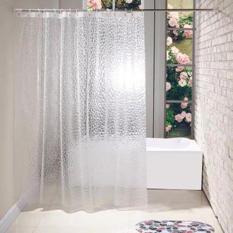 OEM Cortina De Ducha Con 12 Ganchos De Pl&aacute;stico, 180 X 180 Cm, Para Cabina De Ducha Y Ba&ntilde;era, Cortina Y Forro (transparente)