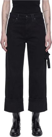 Simone Rocha Cropped Straight Leg Jeans - Dames - Cropped Jeans - Zwart - 2XS - Katoen - Jeans