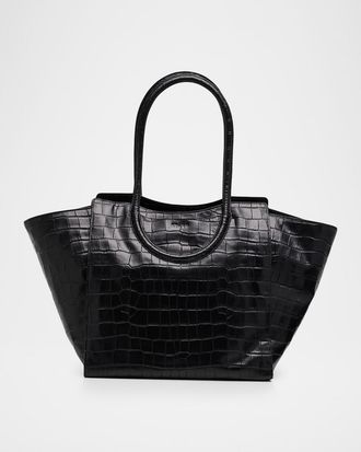 Staud Maude Croc-Embossed Leather Tote Bag
