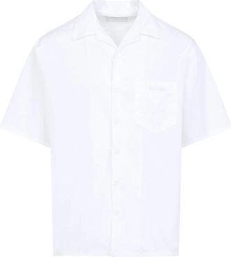 Prada Ss Shirt - Heren - Korte mouwen Overhemden - Wit - S - Katoen - Overhemden