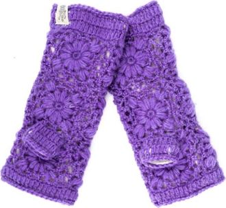 Nirvanna Designs Flower Crochet Handwarmers in Ultra Violet at Nordstrom