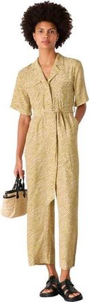 Whistles Kelly Tiger Flame Cropped Jumpsuit in Green/multi at Nordstrom, Size 12