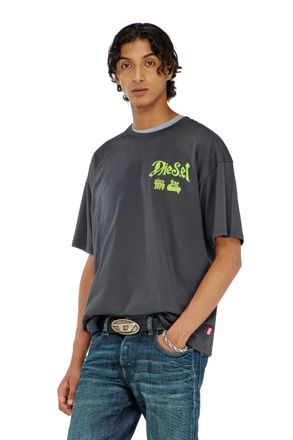 Diesel Cotton T-shirt with flock graphic - T-Shirts - Man