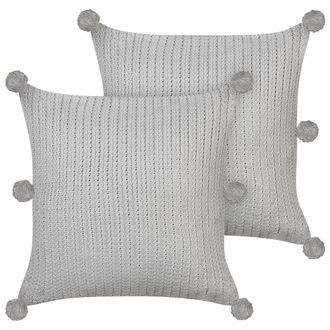 Beliani Beliani - Conjunto De 2 Modernos Cojines Decorativos 45 X 45 Cm De Punto Fundas Extra&iacute;bles Gris Ocotea