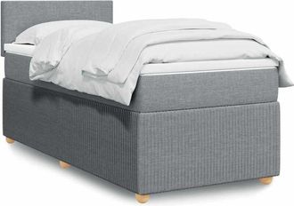 vidaXL Cama Box Spring Con Colch&oacute;n Tela Gris Claro 100x200 Cm Vidaxl