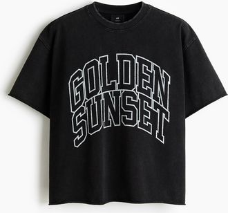 H&M Kastiges T-Shirt in Oversized Fit - Schwarz
