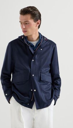Brunello Cucinelli Flannel parka in Blue at Nordstrom, Size 48 It