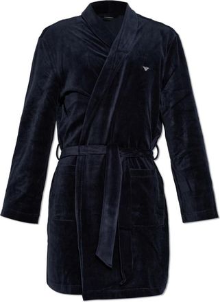 Emporio Armani Kimono met ceintuur - Heren - Badjassen - Blauw - L/Xl - Katoen - Nachtkleding