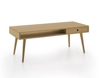 HOGAR 24 Mesa de centro de madera maciza natural, color encerado