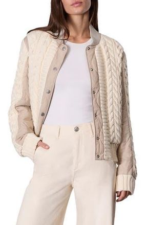 Rag & Bone Manston Mixed Media Bomber Jacket in Natural at Nordstrom Rack, Size Xx-Small