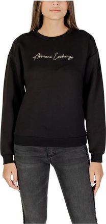 A|X Armani Exchange Minimalistische Crew Neck Sweatshirt met Geborduurd Logo - Dames - Sweatshirts - Zwart - S - Hoodies & sweatvesten