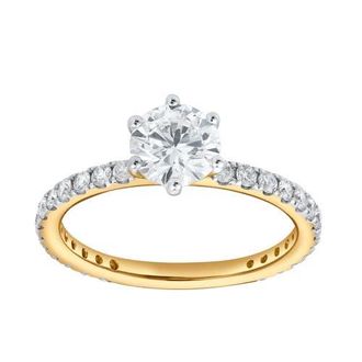 LuvMyJewelry Freya 14K Yellow Gold Round Cut Lab Grown Diamond Engagement Ring - 1.25 ctw at Nordstrom, Size 6.5