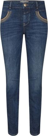 Mos Mosh Blauwe Shade Jeans met Stijlvolle Decoraties - Dames - Skinny Jeans - Blauw - W24 - Katoen - Jeans