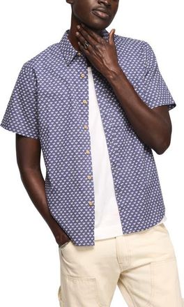 Lucky Brand San Gabriel Short Sleeve Cotton Button-Up Shirt in Blue Print at Nordstrom, Size Xx-Large