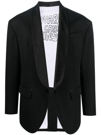 Dsquared2 single-breasted tuxedo jacket - men - Polyester/Virgin Wool/Silk/Cotton - 46 - Black