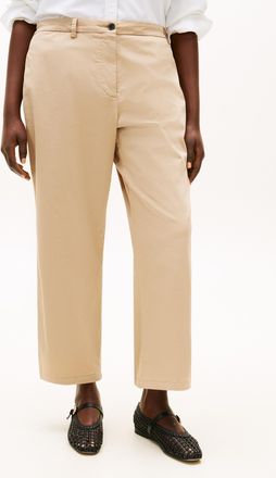 Tommy Hilfiger Chinohose TOMMY HILFIGER CURVE CRV CO GMD SLIM STRAIGHT CHINO, Damen, Gr. 50, N-Gr, beige, Web, Obermaterial: 65% Baumwolle, 33% Lyocell, 2% Elasthan,