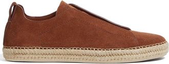 Ermenegildo Zegna Triple Stitch suede espadrilles - men - Rubber/Suede/Raffia/Calf Leather - 9.5 - Brown