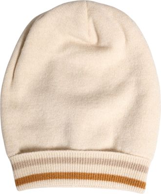 Dolce & Gabbana Womens Striped Knit Beanie - Ivory Cashmere - One Size