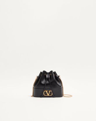 Valentino Garavani Mini Borsa a Secchiello VLogo Signature in Nappa Donna NERO UNI