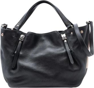 Burberry Pre-owned Handbags, female, Black, Size: ONE SIZE Pre-owned Leather Tote