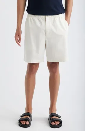 Theory Easy Elastic Waist Cotton Shorts in Winter Ivory - 2H5 at Nordstrom, Size 33