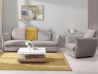 Vente-Unique Tavolino girevole in MDF laccato bianco e quercia - FAUSTO II