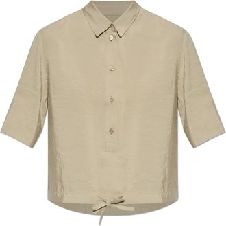 Maison Kitsun&eacute; Shirts, female, Beige, Size: 2XS Drawstring Cropped Shirt