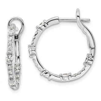 Diamond2Deal 14K White Gold 0.70 ct Lab Grown Diamond In/Out Hoop Earrings VS Clarity, G-H Color