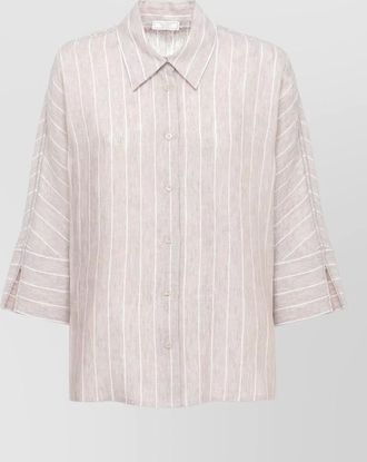 PESERICO relaxed fit linen shirt striped design