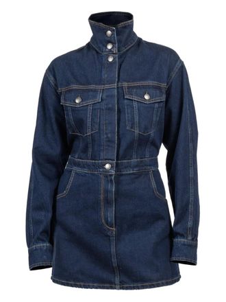 DL1961 buttoned flap-pockets denim mini dress - women - Cotton - M - Blue