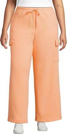 Lands End Serious Sweats High Rise Wide Leg Cargo Pants in Peach Sorbet at Nordstrom, Size 2 X