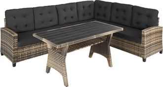 TecTake Conjunto de rat&aacute;n para 6 personas y resistente y robusto natural