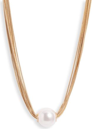 Nordstrom Imitation Pearl Multi-Strand Necklace in White- Gold at Nordstrom