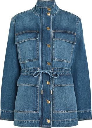 Veronica Beard Truman Drawstring Denim Jacket - Mid Blu - S (UK8-10 / S)