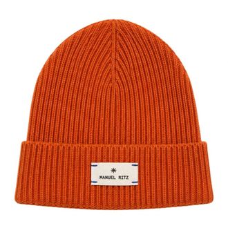 Manuel Ritz Ribbed Knit Beanie - male - Manuel Ritz - Accessories - Orange - ONE SIZE - Accessories