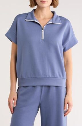 Yogalicious Montclair Short Sleeve Scuba Half Zip Pullover in Symphony Blue at Nordstrom Rack, Size X-Large