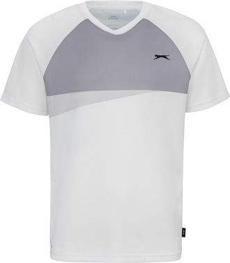 Slazenger Mens Tennis T-Shirt Tee Top Sports Training White/Grey 3XL