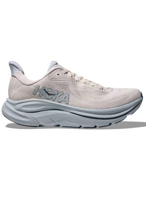 Hoka One One Womens Clifton 10 Running Shoe In Grout / Mineral Blue