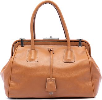 Prada Pre-owned Womens Goatskin Madras Cerniera Handbag - Tan Leather - One Size