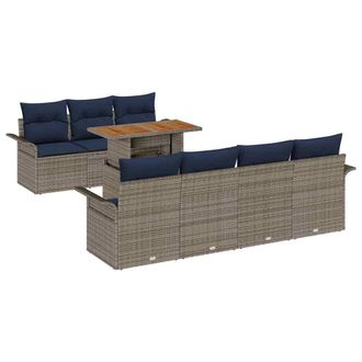 vidaXL Conjunto De Sof&aacute; De Jard&iacute;n 8 Pcs Gris Polirat&aacute;n Vidaxl