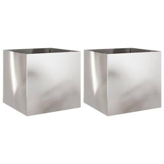 Berkfield Home Planters 2 pcs Silver 49x47x46 cm Stainless Steel | Size: 49 x 47 x 46 cm
