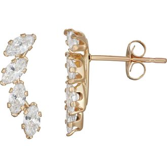 Candela Jewelry 10K Yellow Gold Marquise Cubic Zirconia Ear Crawlers in Clear at Nordstrom Rack