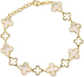 Italian Gold, Inc 14K Mother Of Pearl Station Chain Bracelet